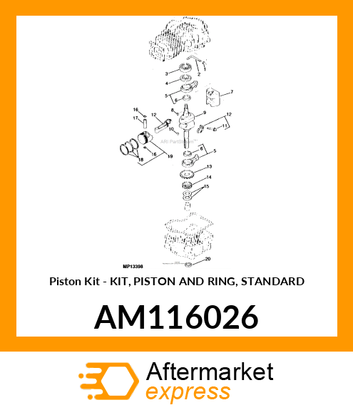 Piston Kit - KIT, PISTON AND RING, STANDARD AM116026