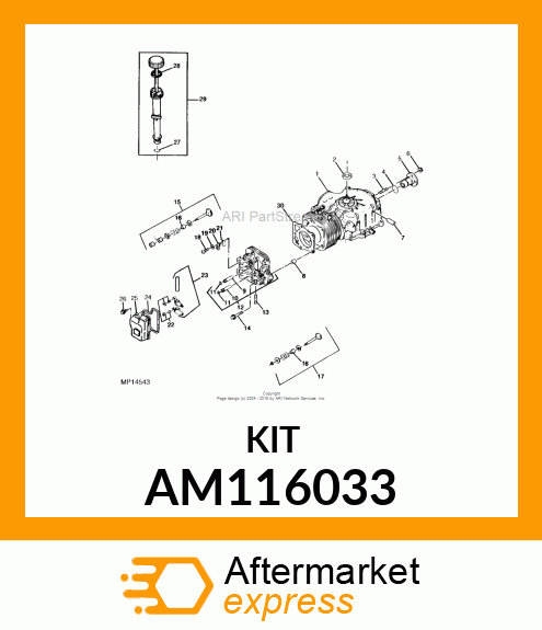 Rocker Arm Shaft - KIT, ROCKER SHAFT & ROCKER ARMS AM116033