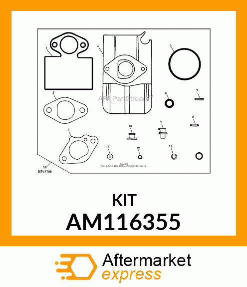 Carburetor Kit - KIT, CARB. REPAIR AM116355