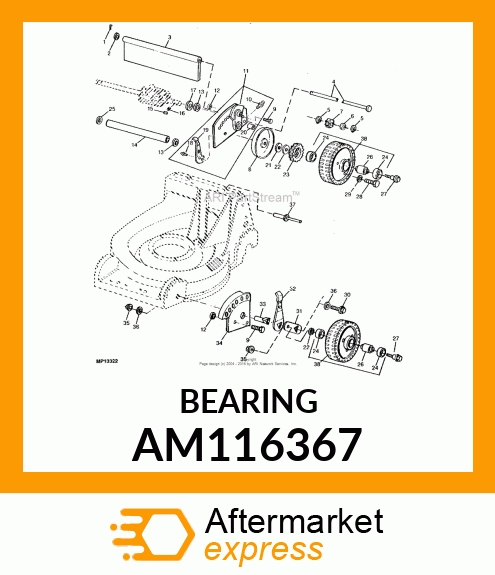 BEARING, BALL W/DBL LIP SEAL AM116367