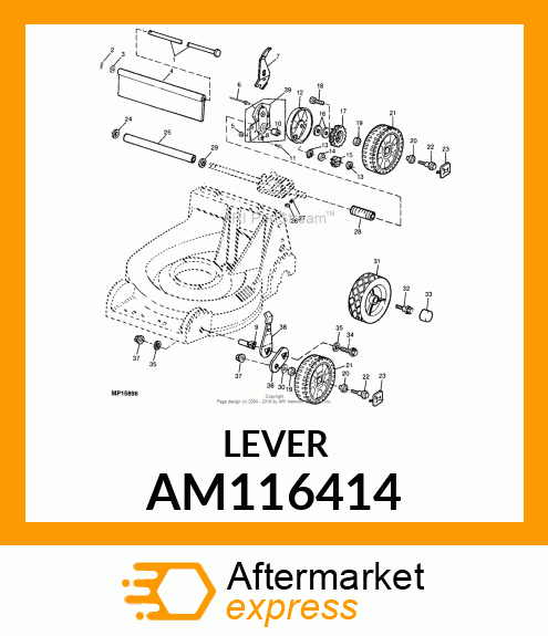 LEVER, ASSY. W/KNOB FRONT # AM116414