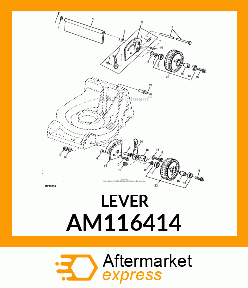 LEVER, ASSY. W/KNOB FRONT # AM116414