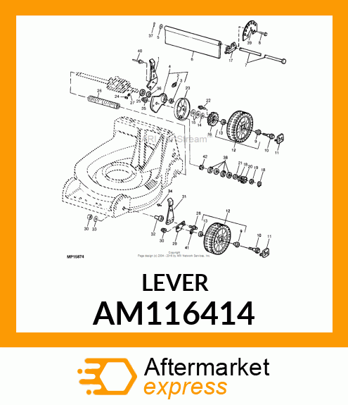 LEVER, ASSY. W/KNOB FRONT # AM116414