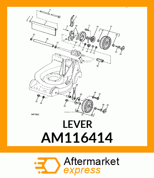 LEVER, ASSY. W/KNOB FRONT # AM116414