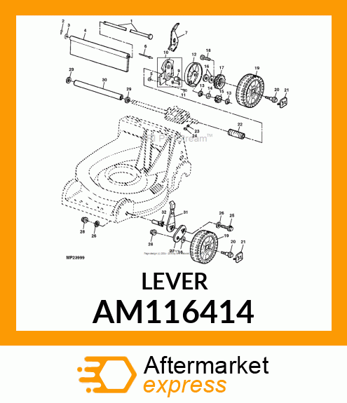 LEVER, ASSY. W/KNOB FRONT # AM116414