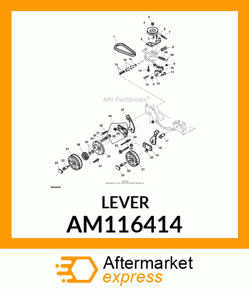 LEVER, ASSY. W/KNOB FRONT # AM116414