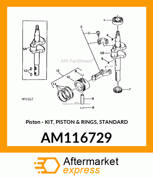 Piston - KIT, PISTON & RINGS, STANDARD AM116729