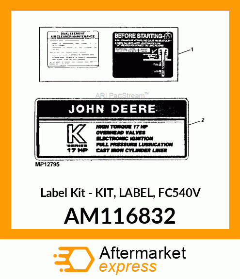 Label Kit - KIT, LABEL, FC540V AM116832