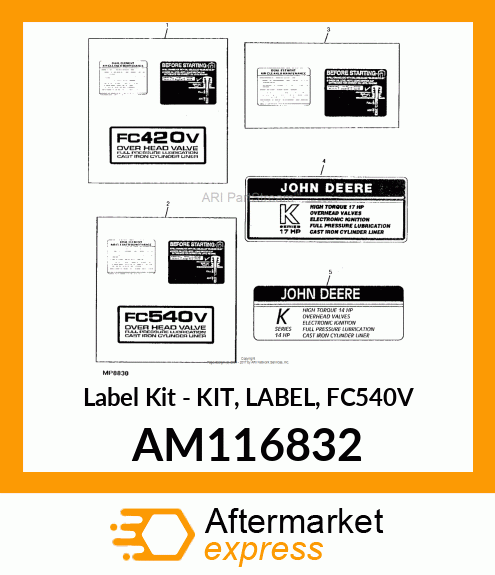 Label Kit - KIT, LABEL, FC540V AM116832