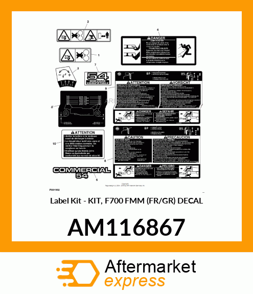 Label Kit - KIT, F700 FMM (FR/GR) DECAL AM116867