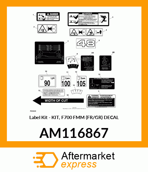 Label Kit - KIT, F700 FMM (FR/GR) DECAL AM116867