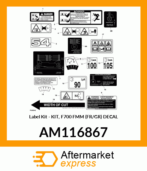 Label Kit - KIT, F700 FMM (FR/GR) DECAL AM116867