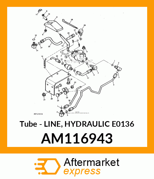 Tube - LINE, HYDRAULIC E0136 AM116943