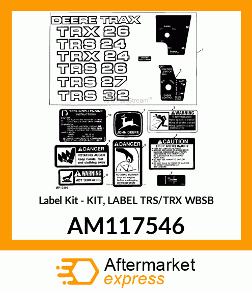 Label Kit - KIT, LABEL TRS/TRX WBSB AM117546