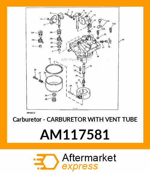 Carburetor - CARBURETOR WITH VENT TUBE AM117581