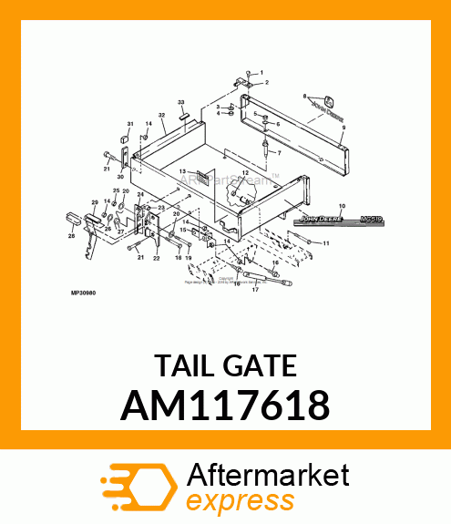 GATE, TAIL W/DECAL (LEAPING DEER) AM117618
