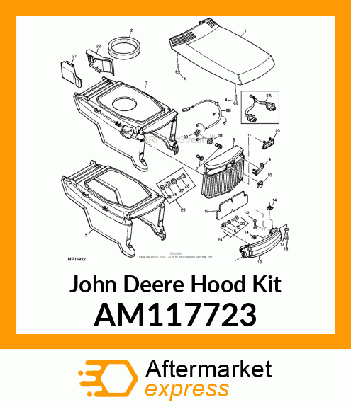 HOOD KIT, KIT, SERVICE A/C HOODLX AM117723