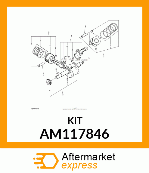 Piston Ring Kit - KIT, PISTON REPLACEMENT AM117846