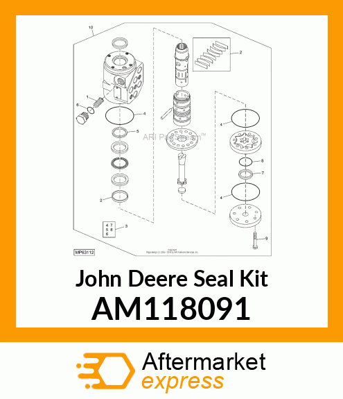 SEAL KIT, KIT, STEERING VALVE SEAL AM118091