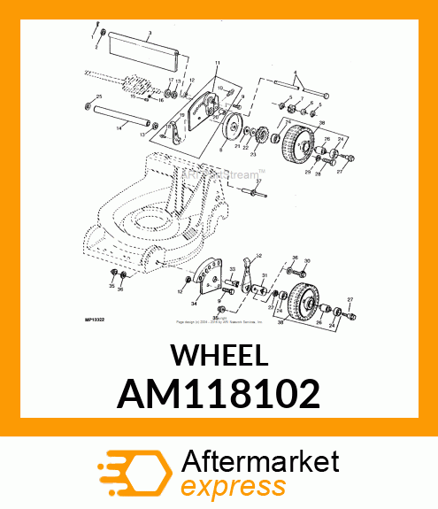 WHEEL ASSY, ALUM. W/ MOUNT HOLES # AM118102