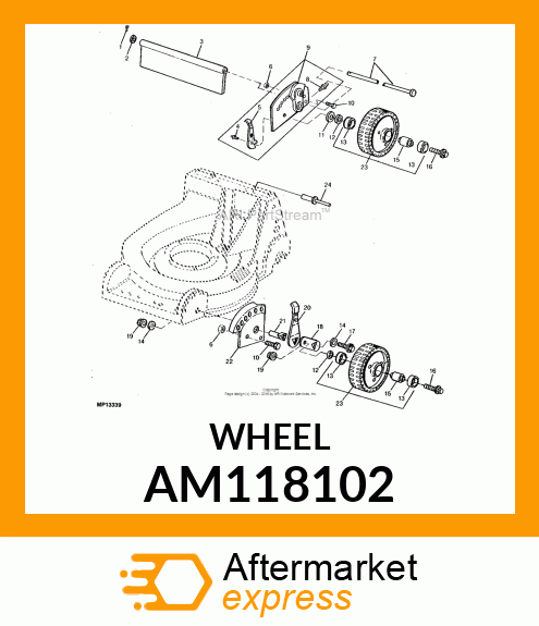 WHEEL ASSY, ALUM. W/ MOUNT HOLES # AM118102