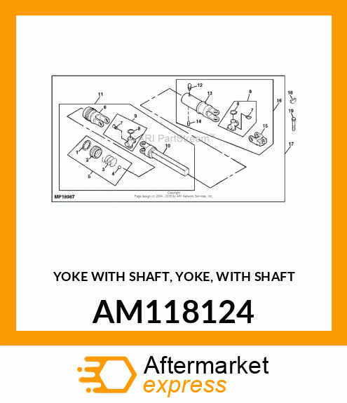 YOKE WITH SHAFT, YOKE, WITH SHAFT AM118124