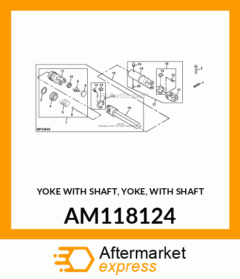 YOKE WITH SHAFT, YOKE, WITH SHAFT AM118124