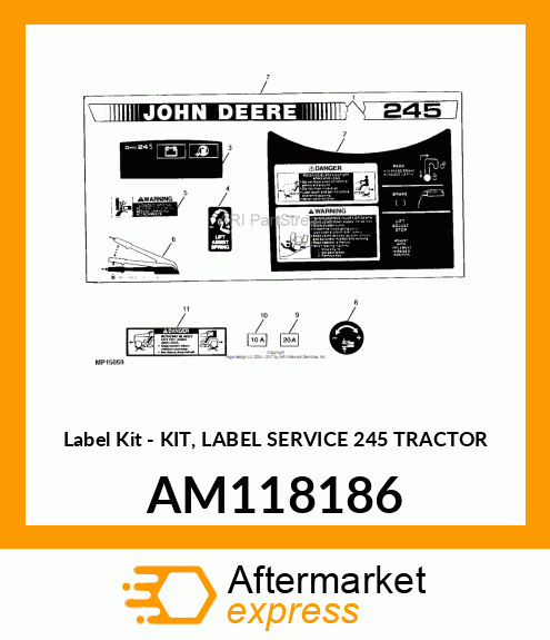 Label Kit - KIT, LABEL SERVICE 245 TRACTOR AM118186