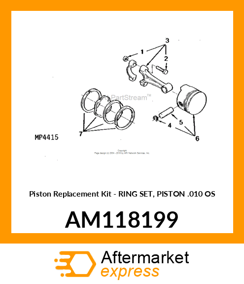 Piston Replacement Kit - RING SET, PISTON .010 OS AM118199