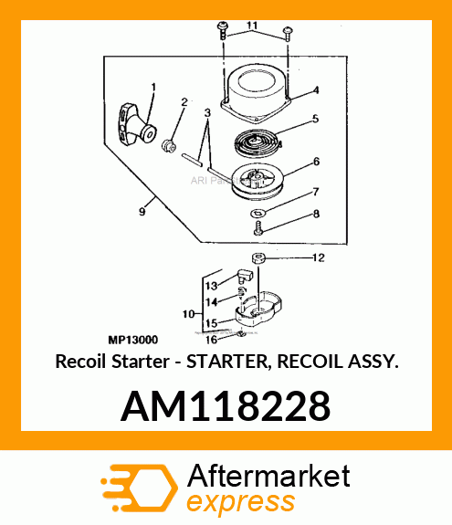 Recoil Starter - STARTER, RECOIL ASSY. AM118228