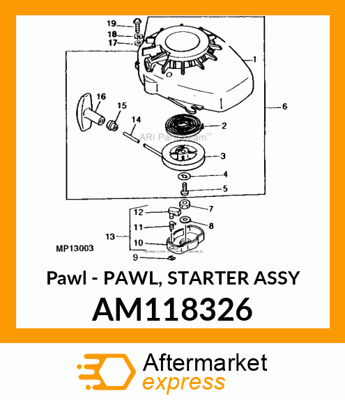 Pawl - PAWL, STARTER ASSY AM118326