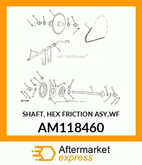 SHAFT, HEX FRICTION ASY,WF AM118460