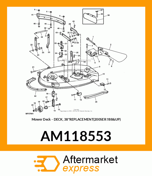 Mower Deck - DECK, 38"REPLACEMENT(200SER '88&UP) AM118553