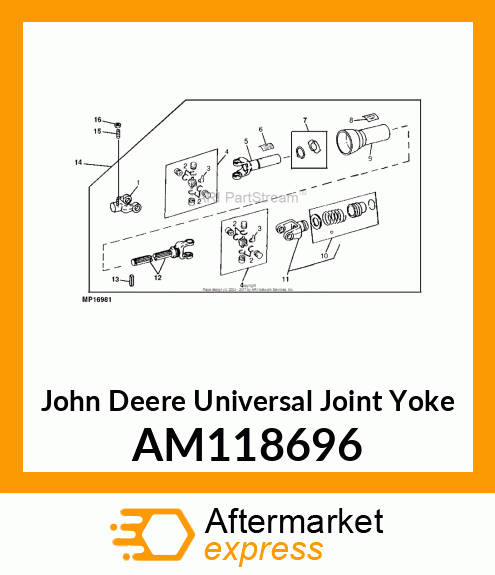 UNIVERSAL JOINT YOKE, YOKE, SPRING AM118696