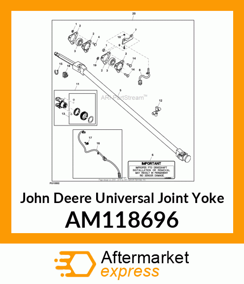 UNIVERSAL JOINT YOKE, YOKE, SPRING AM118696