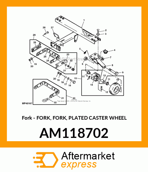 Fork - FORK, FORK, PLATED CASTER WHEEL AM118702