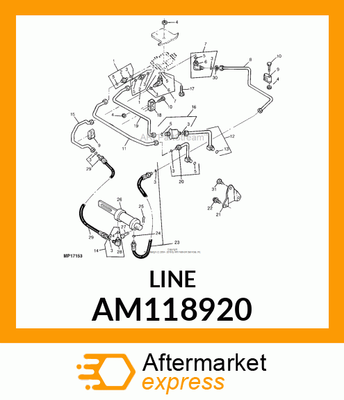 Oil Line - LINE, HYDRAULIC FILTER AM118920