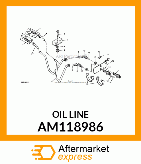 Oil Line - TUBE, REAR HYD. OUTLET AM118986