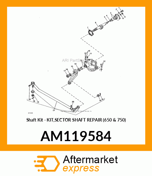 Shaft Kit - KIT,SECTOR SHAFT REPAIR (650 & 750) AM119584