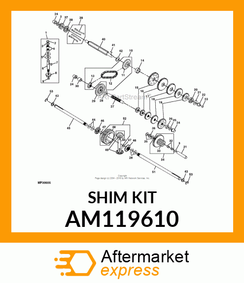 SHIM KIT, KIT, SHIM .750 SHAFT ASSY AM119610