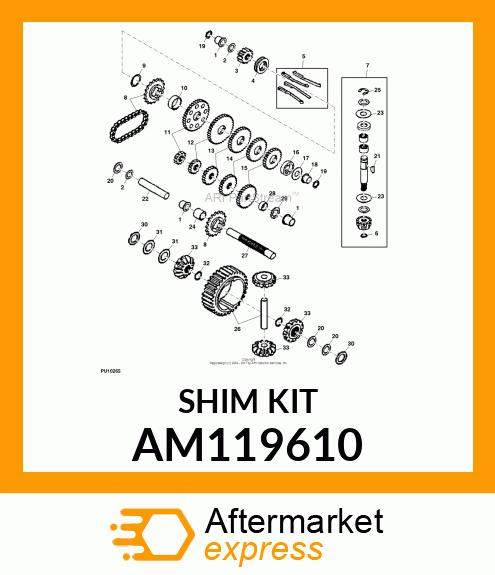 SHIM KIT, KIT, SHIM .750 SHAFT ASSY AM119610