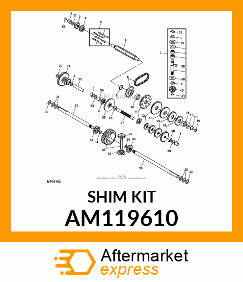 SHIM KIT, KIT, SHIM .750 SHAFT ASSY AM119610