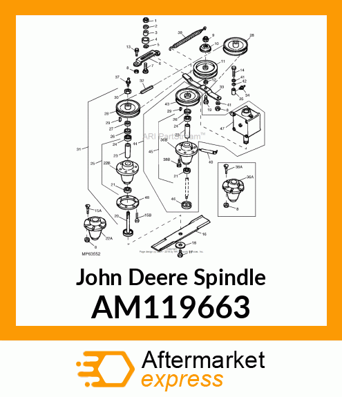 SPINDLE, SPINDLE amp; GEARBOX ASSEM. 6 AM119663