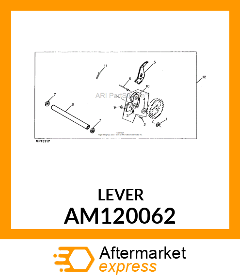 LEVER, ASSY. W/KNOB RH REAR AM120062