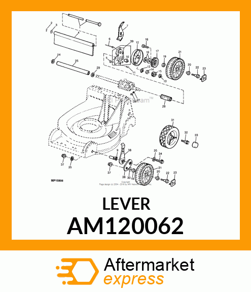 LEVER, ASSY. W/KNOB RH REAR AM120062