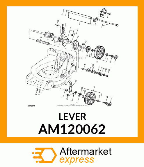 LEVER, ASSY. W/KNOB RH REAR AM120062