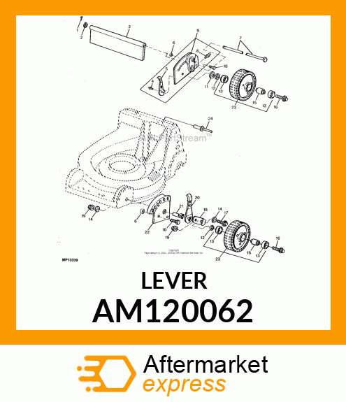 LEVER, ASSY. W/KNOB RH REAR AM120062