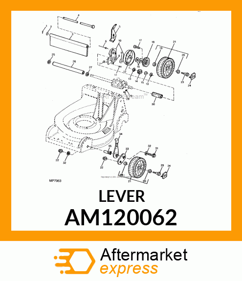 LEVER, ASSY. W/KNOB RH REAR AM120062