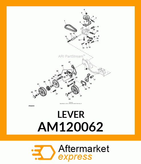 LEVER, ASSY. W/KNOB RH REAR AM120062