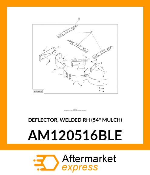 DEFLECTOR, WELDED RH (54" MULCH) AM120516BLE